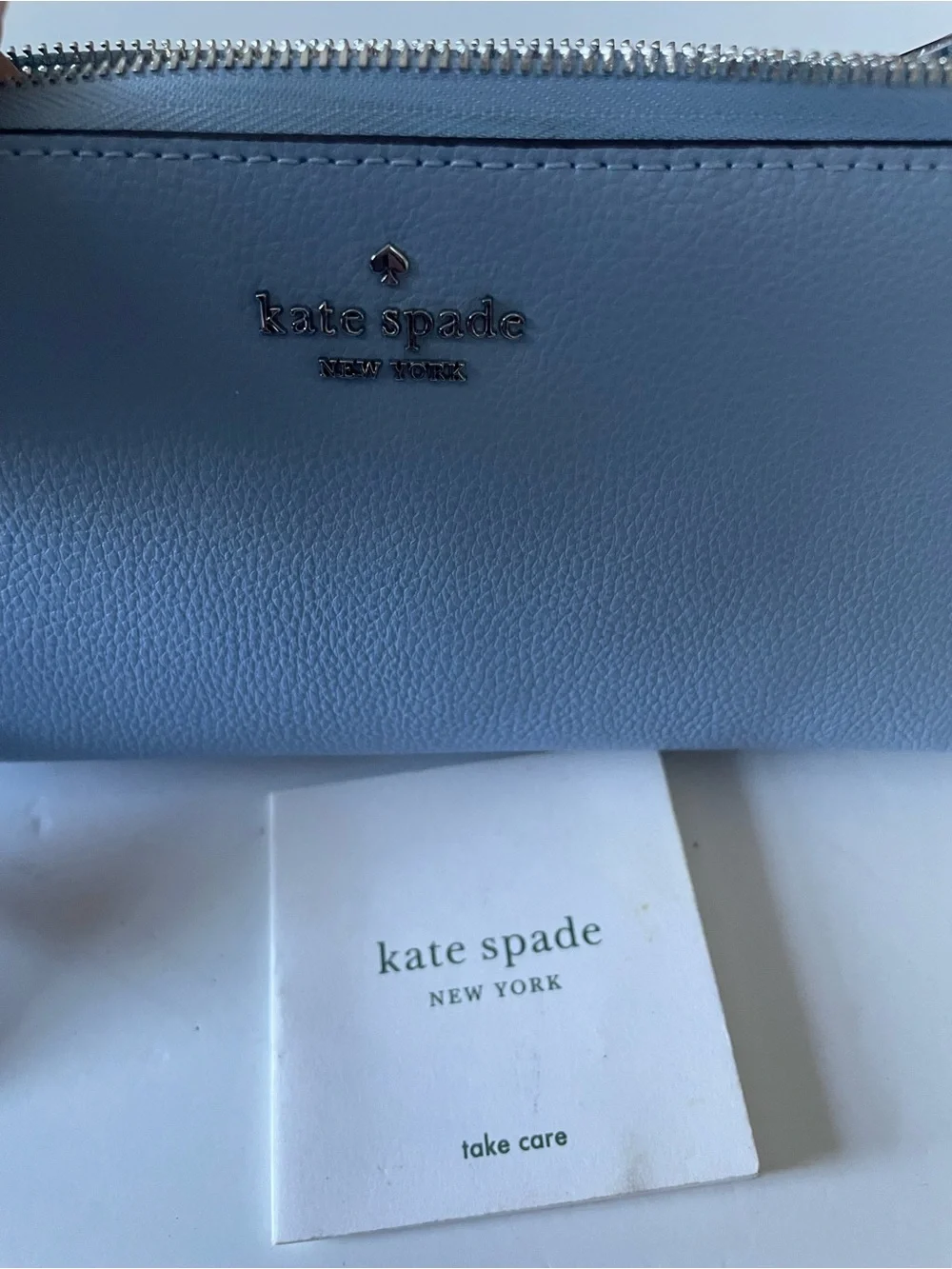 kate spade powder blue pebble leather wristlet